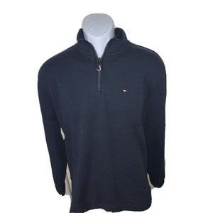 TOMMY HILFIGER Logo Mens 1/4 Zip Long Sleeve large